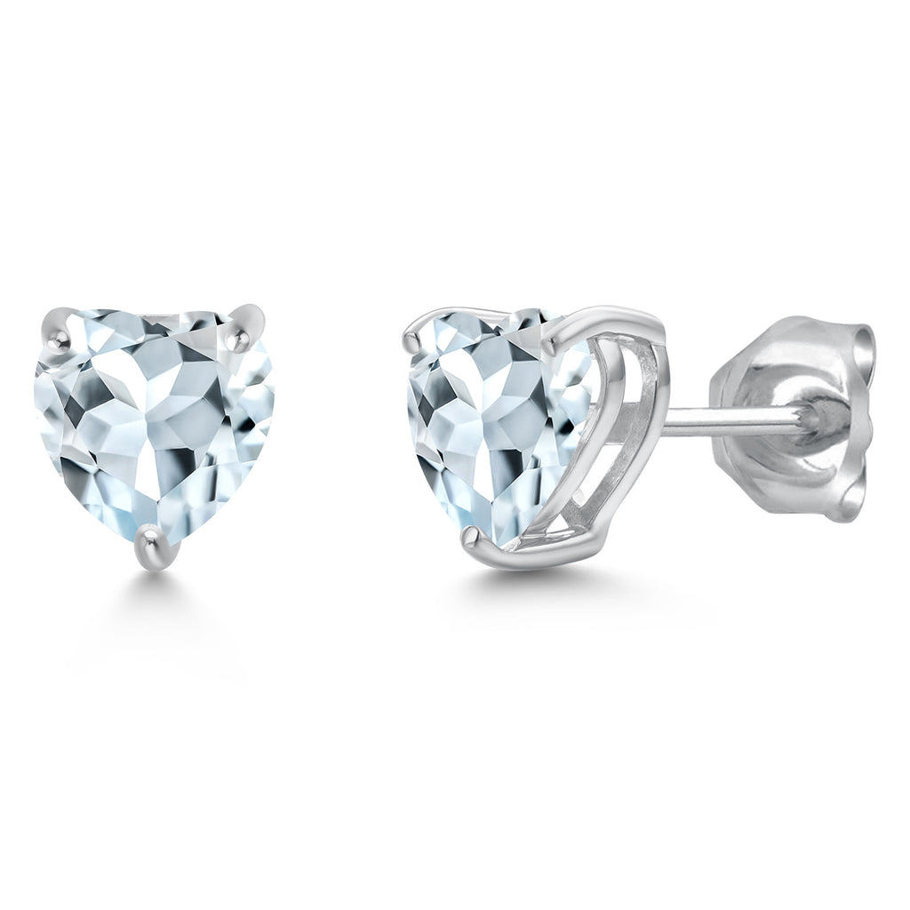 Aquamarine - March_Earrings in 14K White Gold