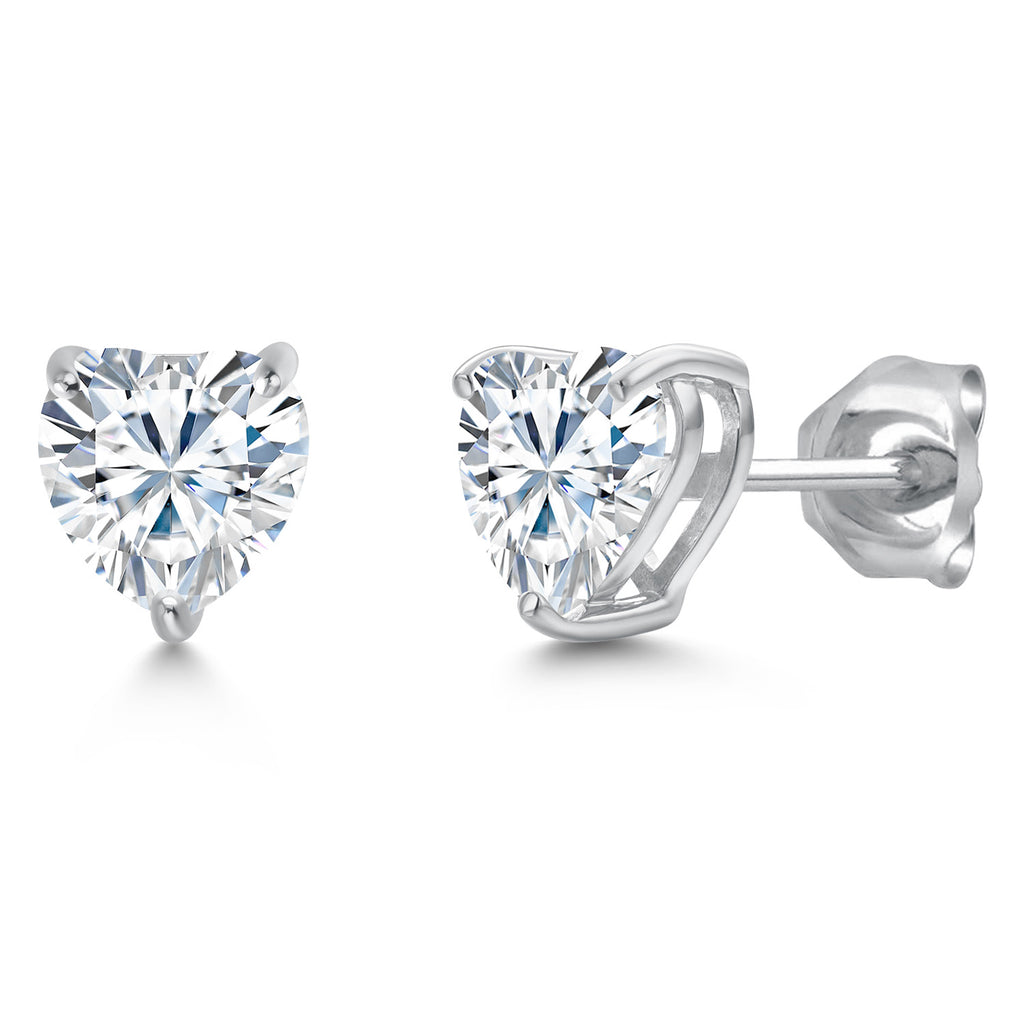 White Moissanite - April_Earrings in 14K White Gold