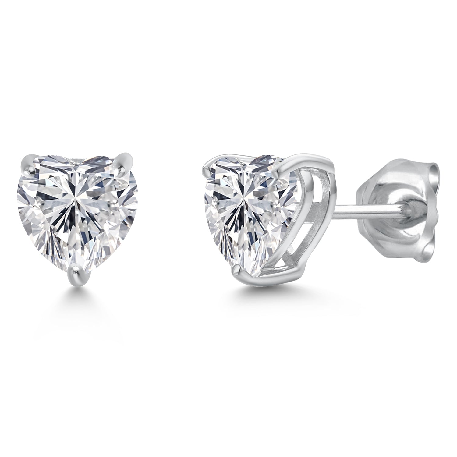 2.00 Cttw 14K White Gold IGI Certified Lab Grown Diamond Stud Earrings For Women Men | F-G Color VS1 Clarity | Heart Shape 6.5MM