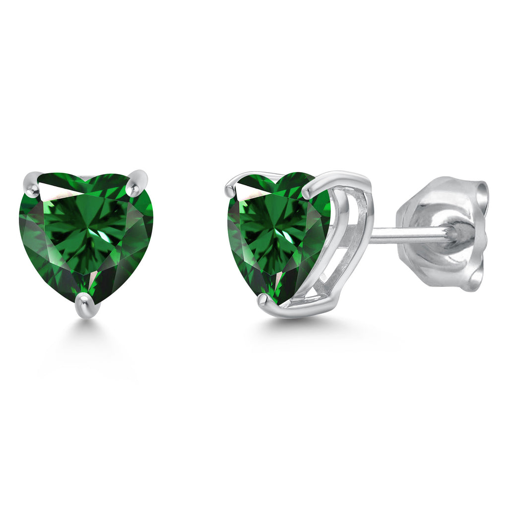 Nano Emerald - May_Earrings in 14K White Gold