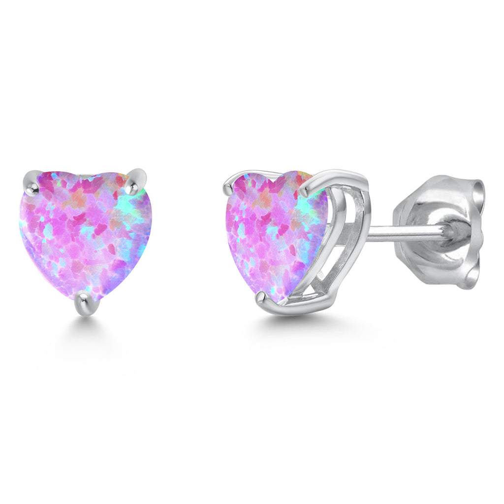 Pink Opal - October_Earrings in 14K White Gold