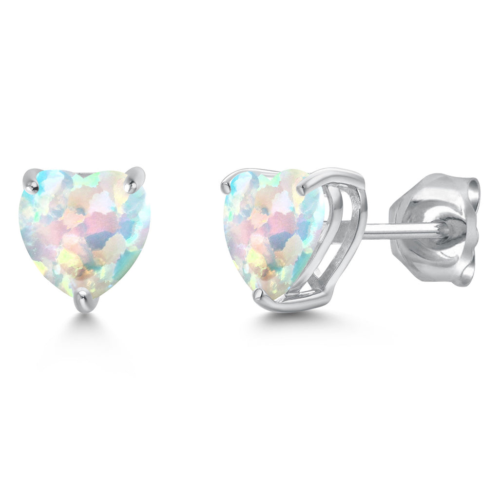White Opal - October_Earrings in 14K White Gold