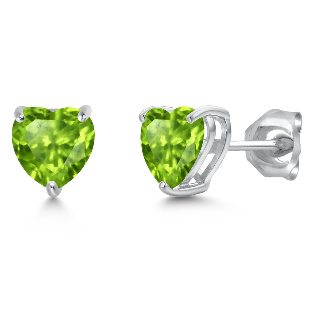 Peridot - August_Earrings in 14K White Gold