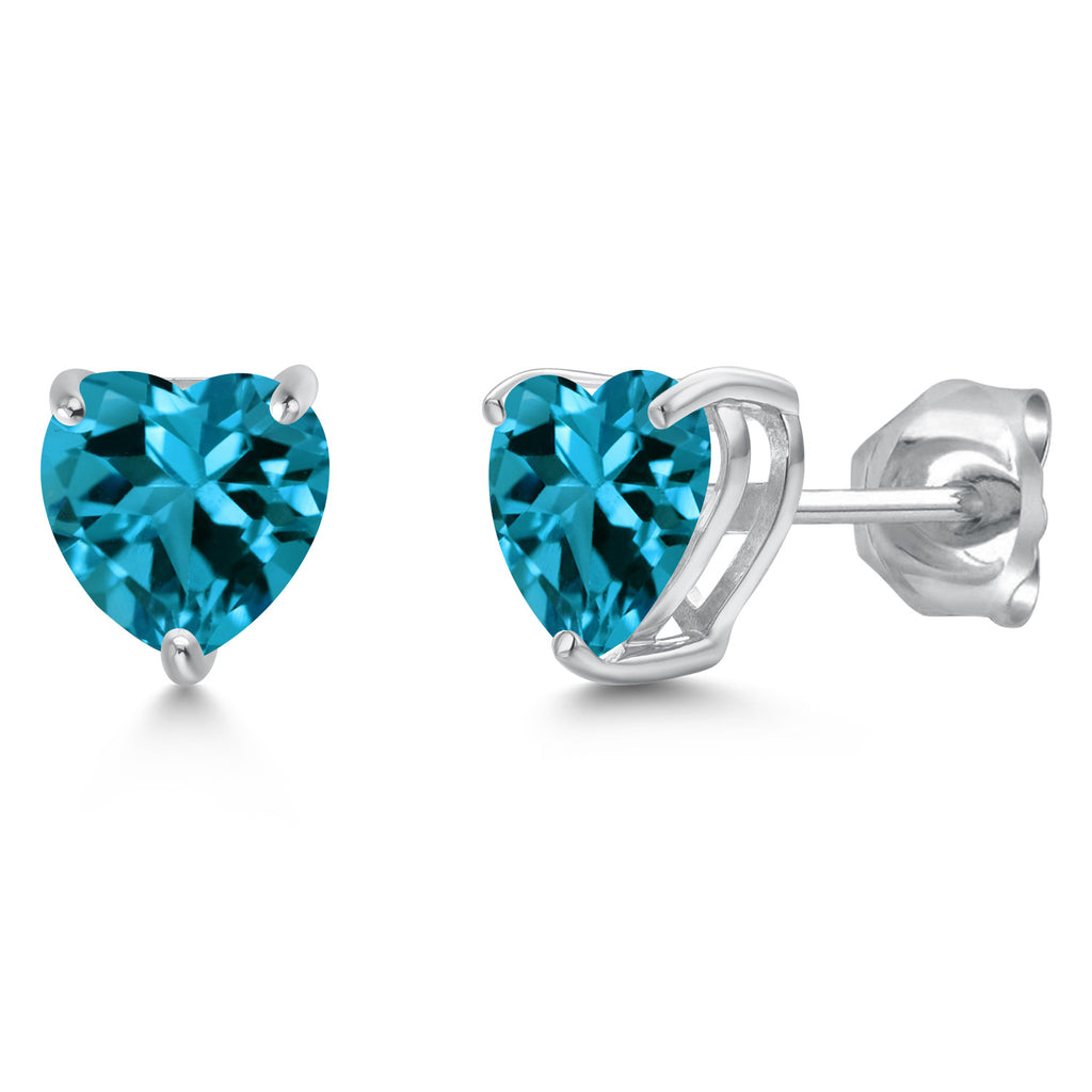 London Blue Topaz - November_Earrings in 14K White Gold