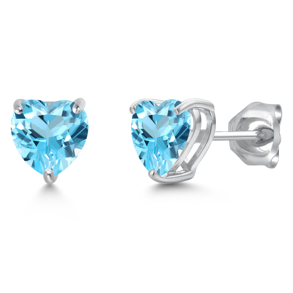 Swiss Blue Topaz - November_Earrings in 14K White Gold