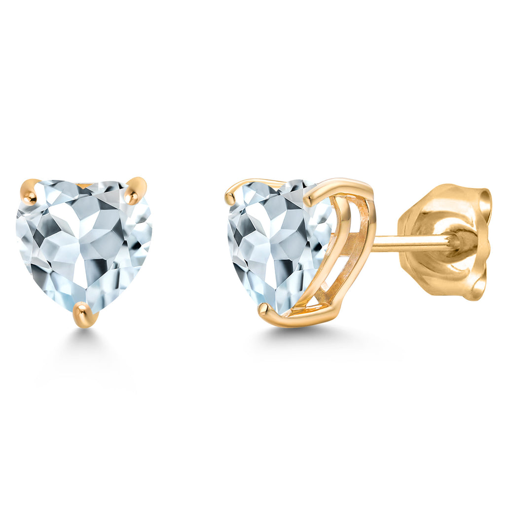 Aquamarine - March_Earrings in 14K Yellow Gold