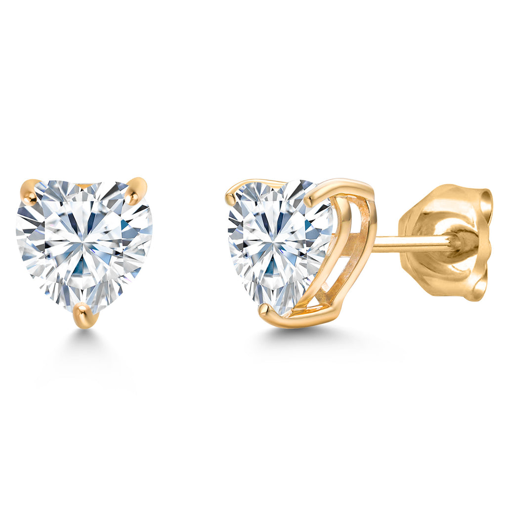 White Moissanite - April_Earrings in 14K Yellow Gold