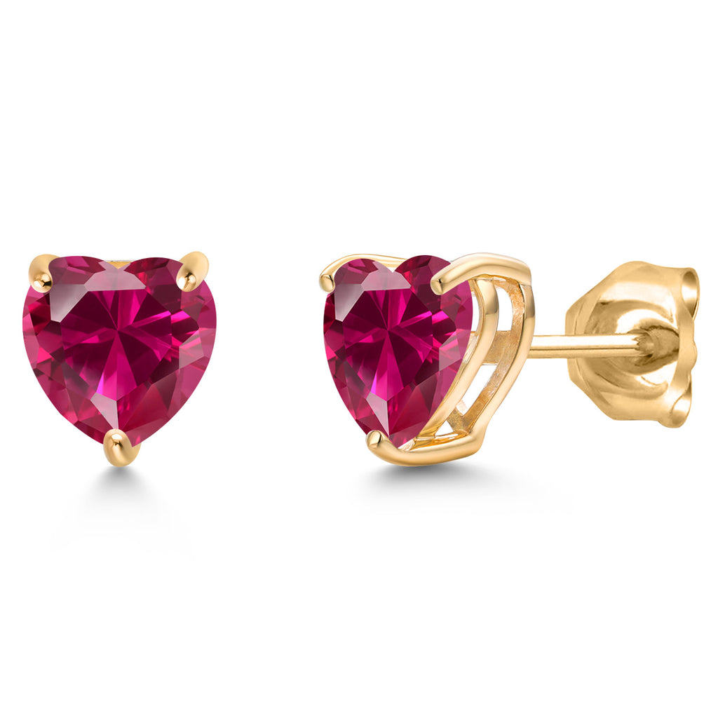 Created Ruby - July_Earrings in 14K Yellow Gold
