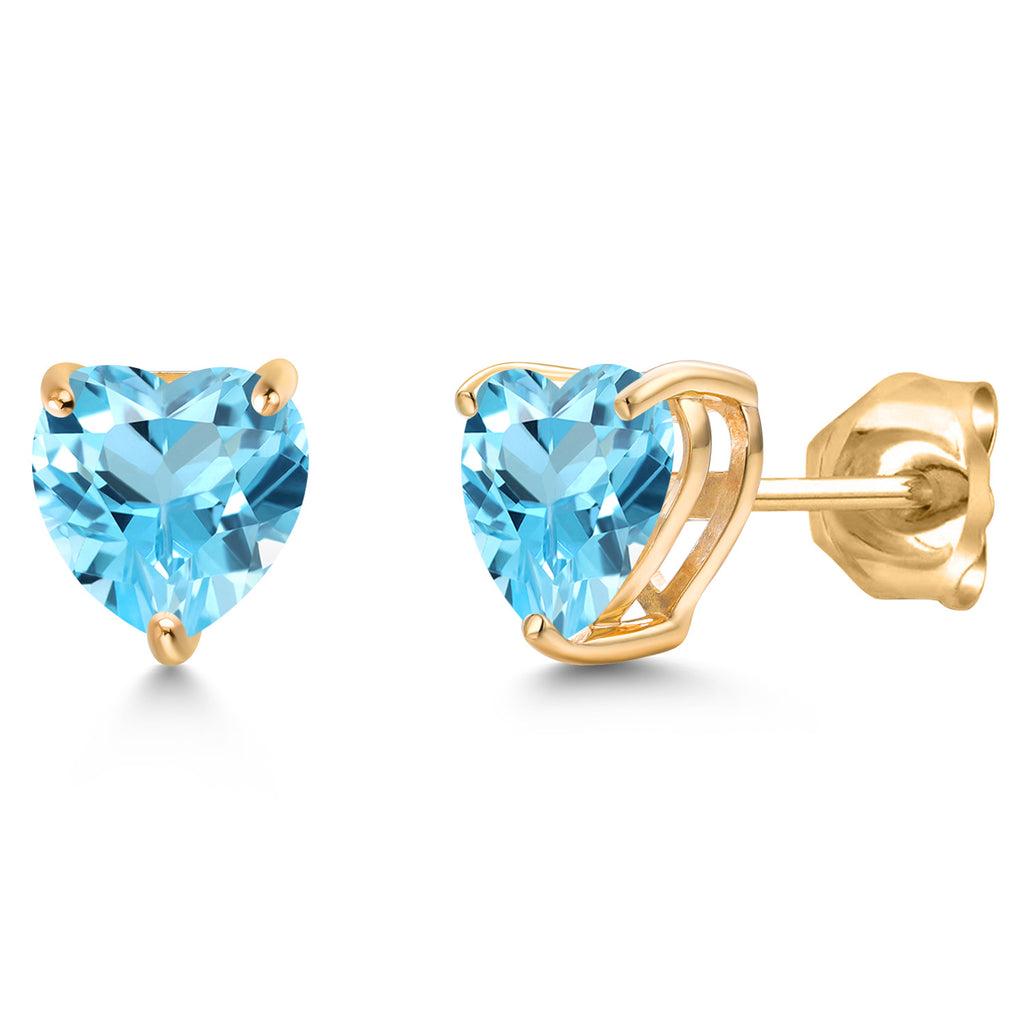 Swiss Blue Topaz - November_Earrings in 14K Yellow Gold