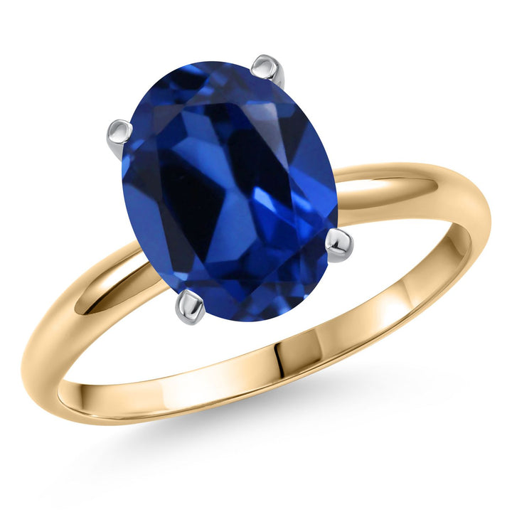Blue Created Sapphire - September_5_Ring in 14K Two Tone Gold