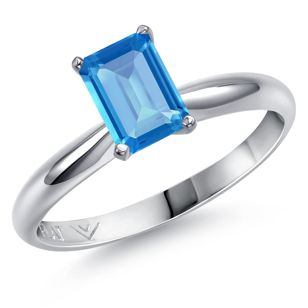 Swiss Blue Topaz - November_8_Ring in Platinum