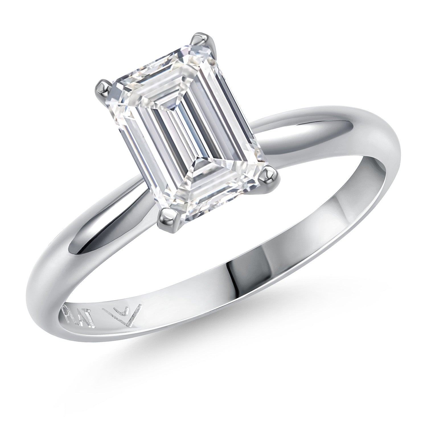 900 Platinum IGI Certified Emerald Cut Lab Grown Diamond Solitaire Engagement Ring for Women | 2.00 Ct Emerald Cut | F-G Color | VS Clarity | Available In Size 5 to 9