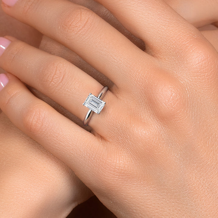 900 Platinum IGI Certified Emerald Cut Lab Grown Diamond Solitaire Engagement Ring for Women | 2.00 Ct Emerald Cut | F-G Color | VS Clarity | Available In Size 5 to 9