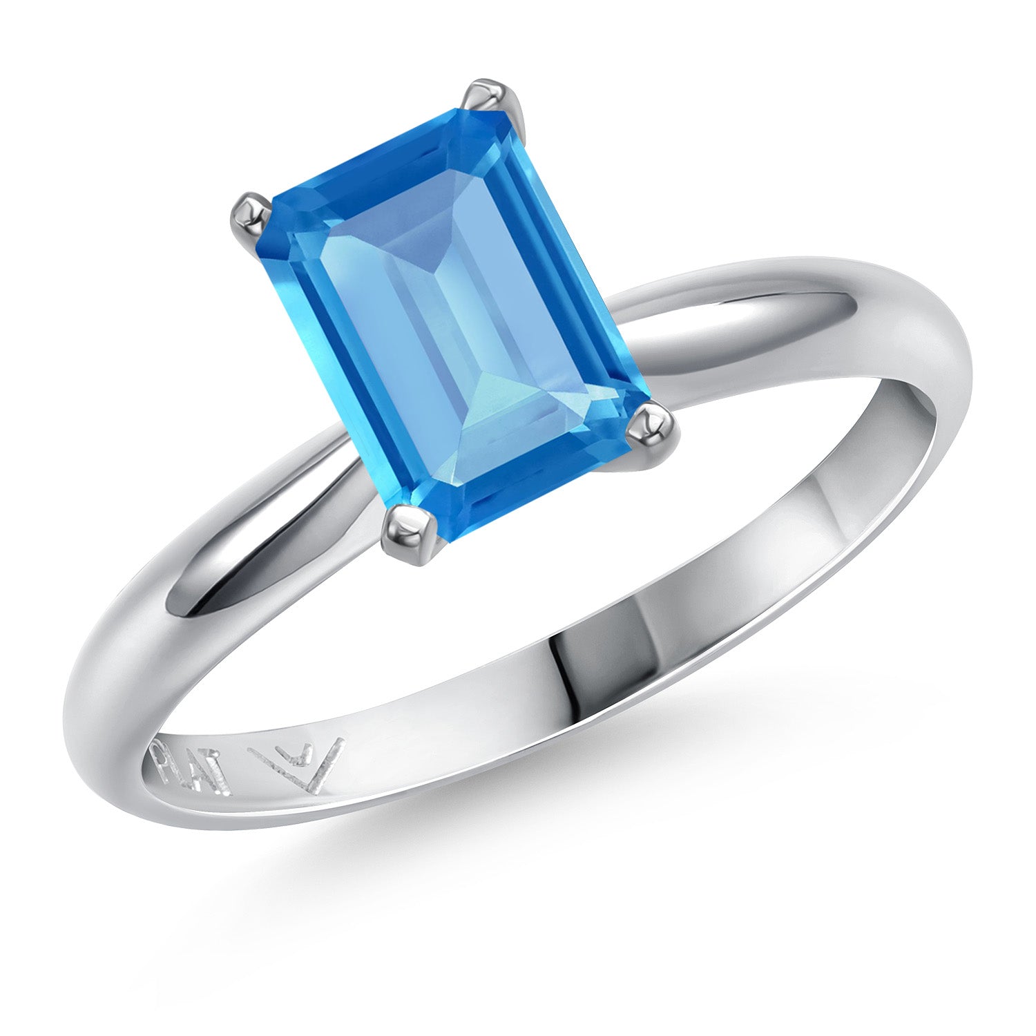 Swiss Blue Topaz - November_8_Ring in Platinum