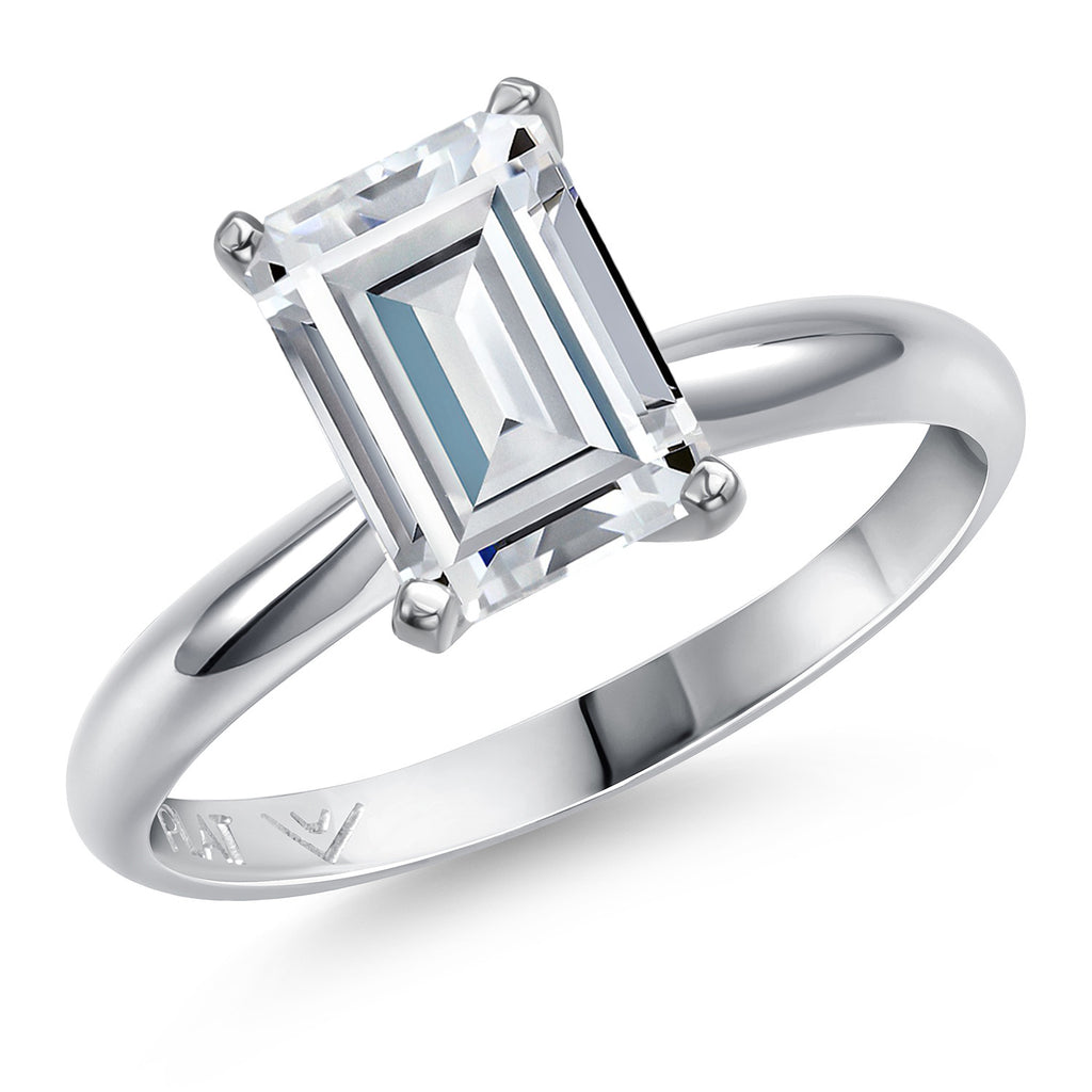 White Moissanite - April_8_Ring in Platinum