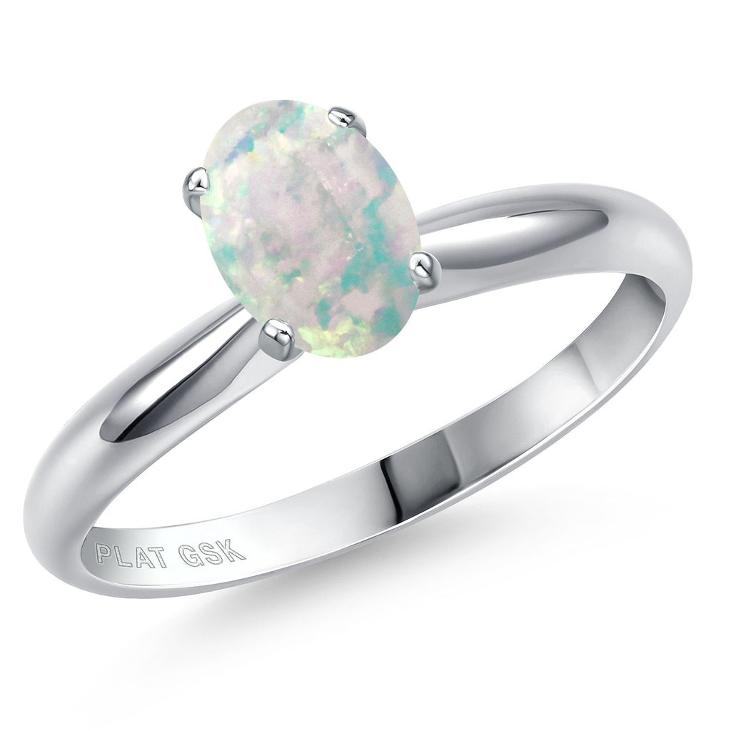 White Opal-Cabochon - October_8_Ring in Platinum
