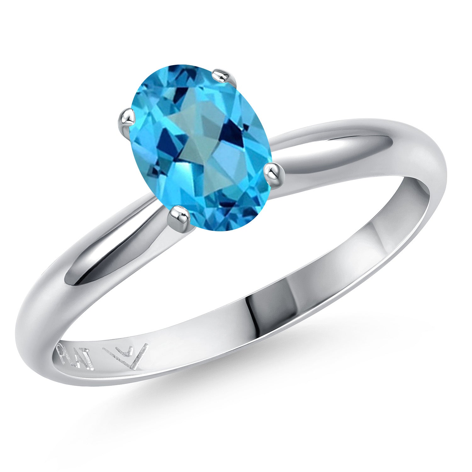 PLAT-950 Platinum American Blue Mystic Topaz Engagement Ring For Women | 1.00 Cttw | Oval 7X5MM | Gemstone November Birthstone | Available in Size 5,6,7,8,9