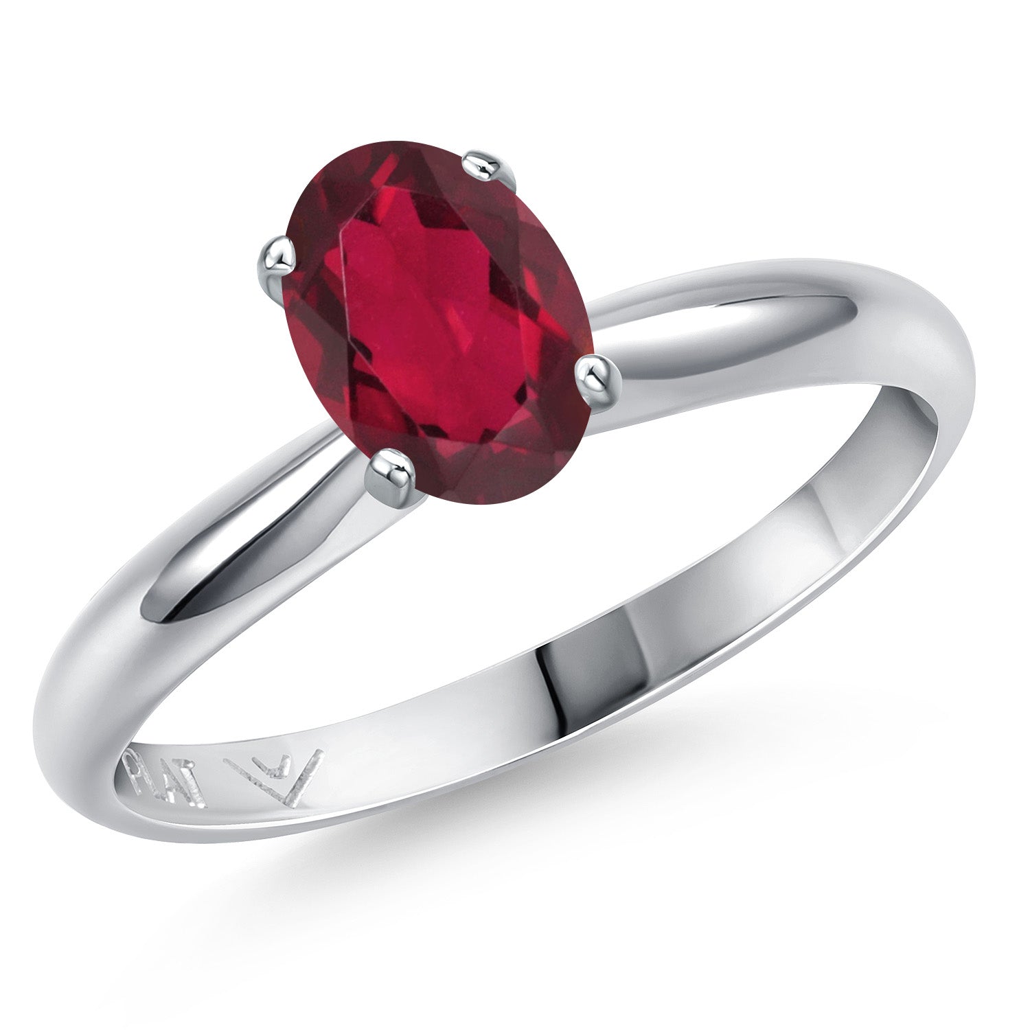 PLAT-950 Platinum Red Mystic Topaz Engagement Ring For Women | 0.80 Cttw | Oval 7X5MM | Gemstone November Birthstone | Available in Size 5,6,7,8,9