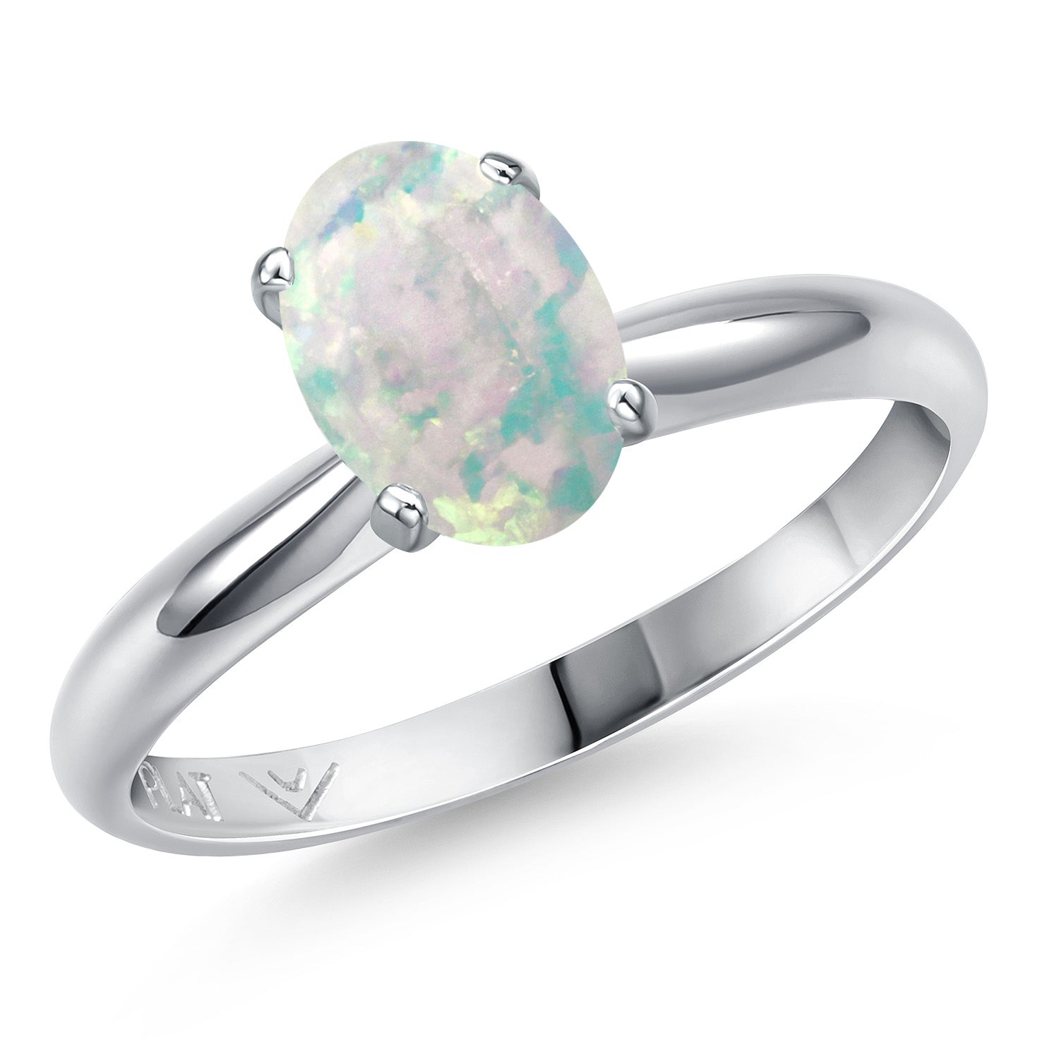 White Opal-Cabochon - October_9_Ring in Platinum