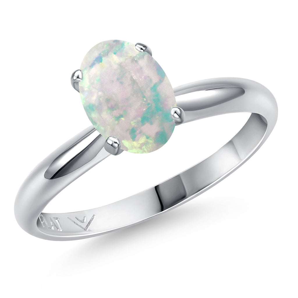 White Opal-Cabochon - October_7_Ring in Platinum