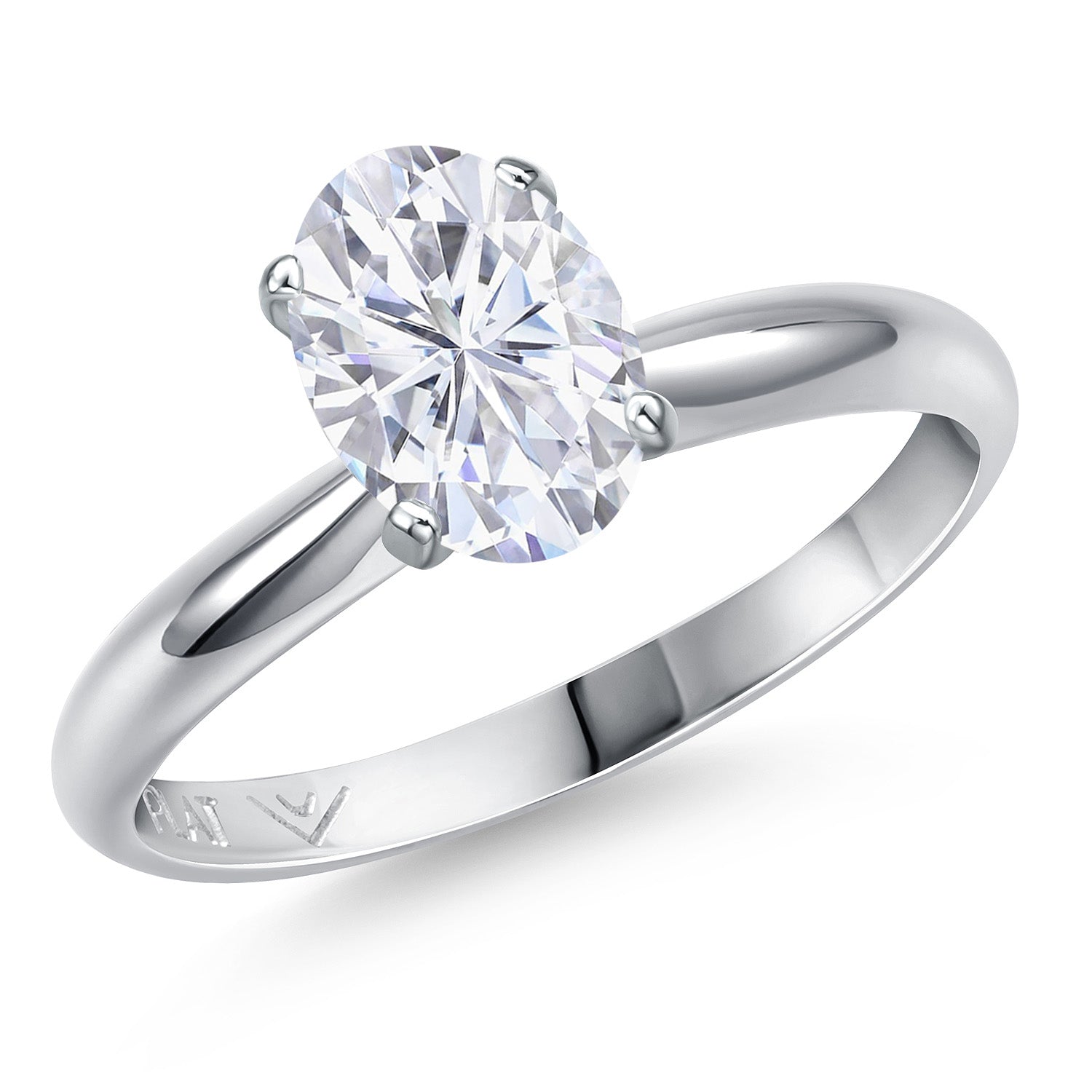 White Moissanite - April_8_Ring in Platinum