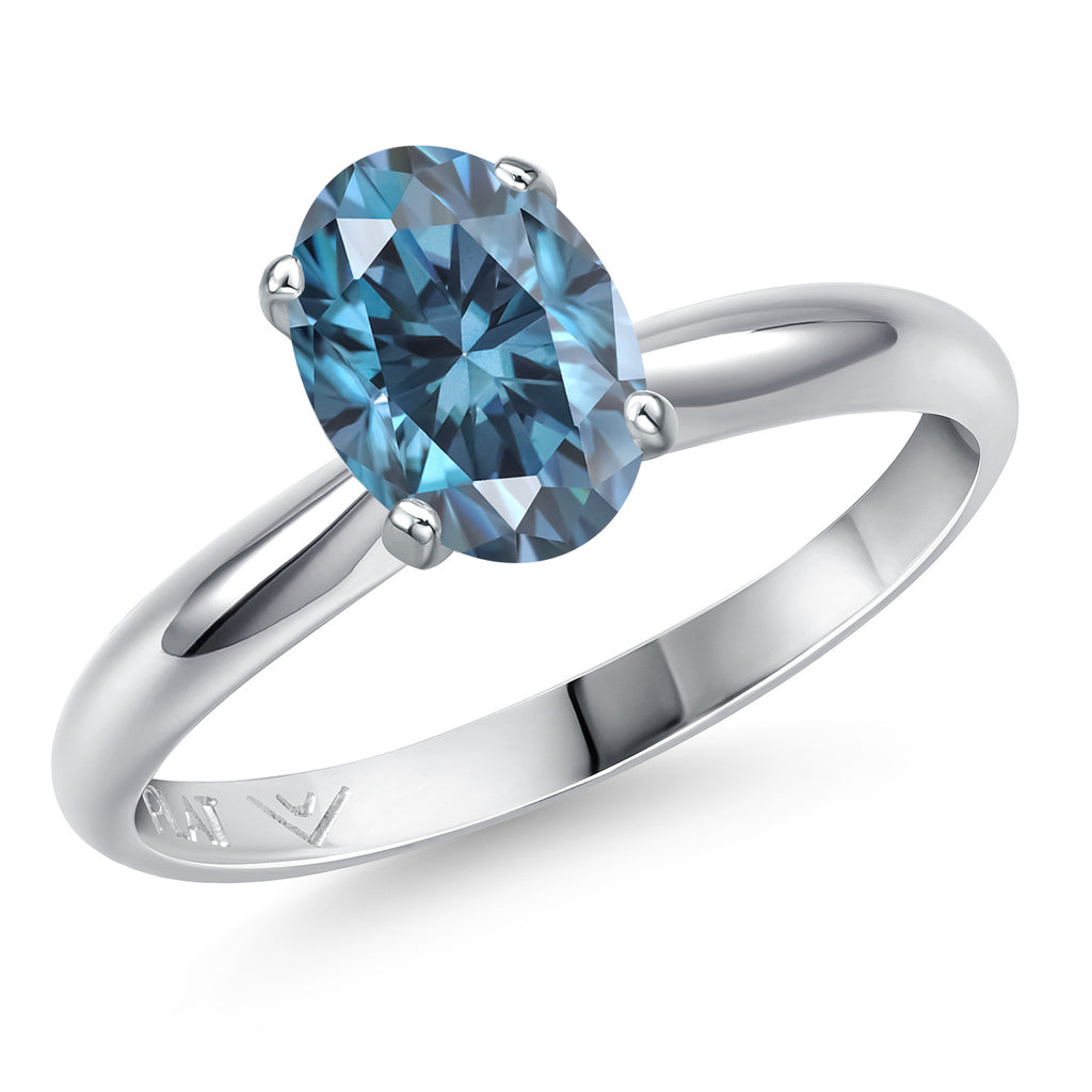 Persian Blue Moissanite - April_5_Ring in Platinum