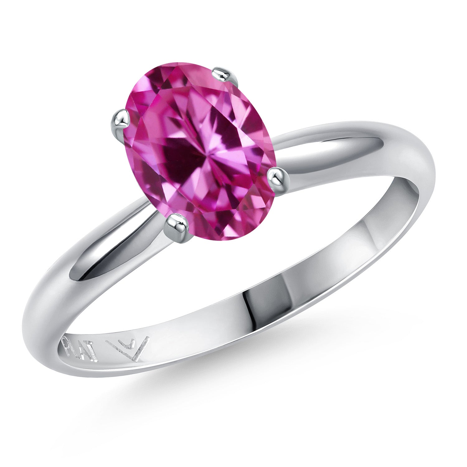 Pink Created Sapphire - September_8_Ring in Platinum