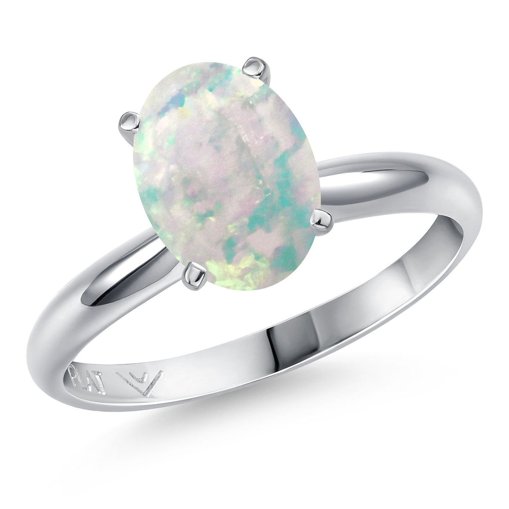 White Opal-Cabochon - October_6_Ring in Platinum