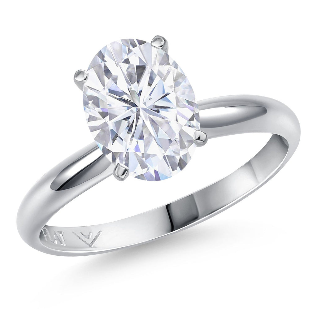 White Moissanite - April_8_Ring in Platinum