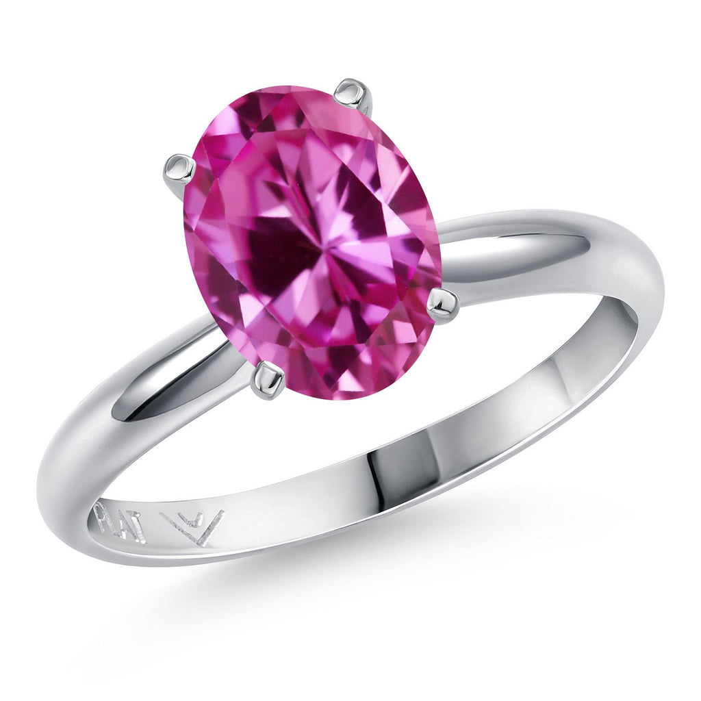 Pink Created Sapphire - September_8_Ring in Platinum