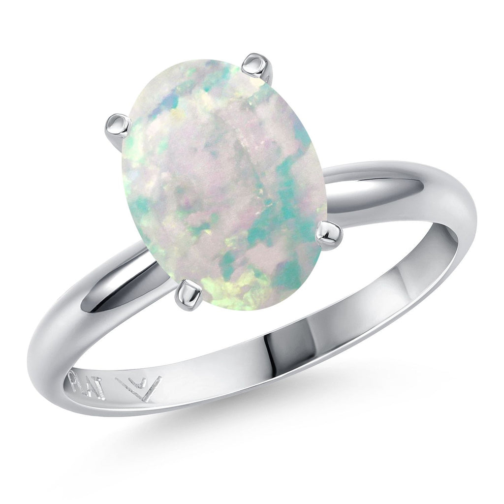 White Opal-Cabochon - October_9_Ring in Platinum