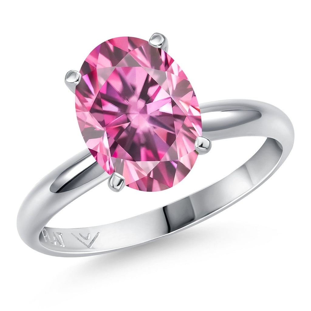 Pink Moissanite - April_5_Ring in Platinum