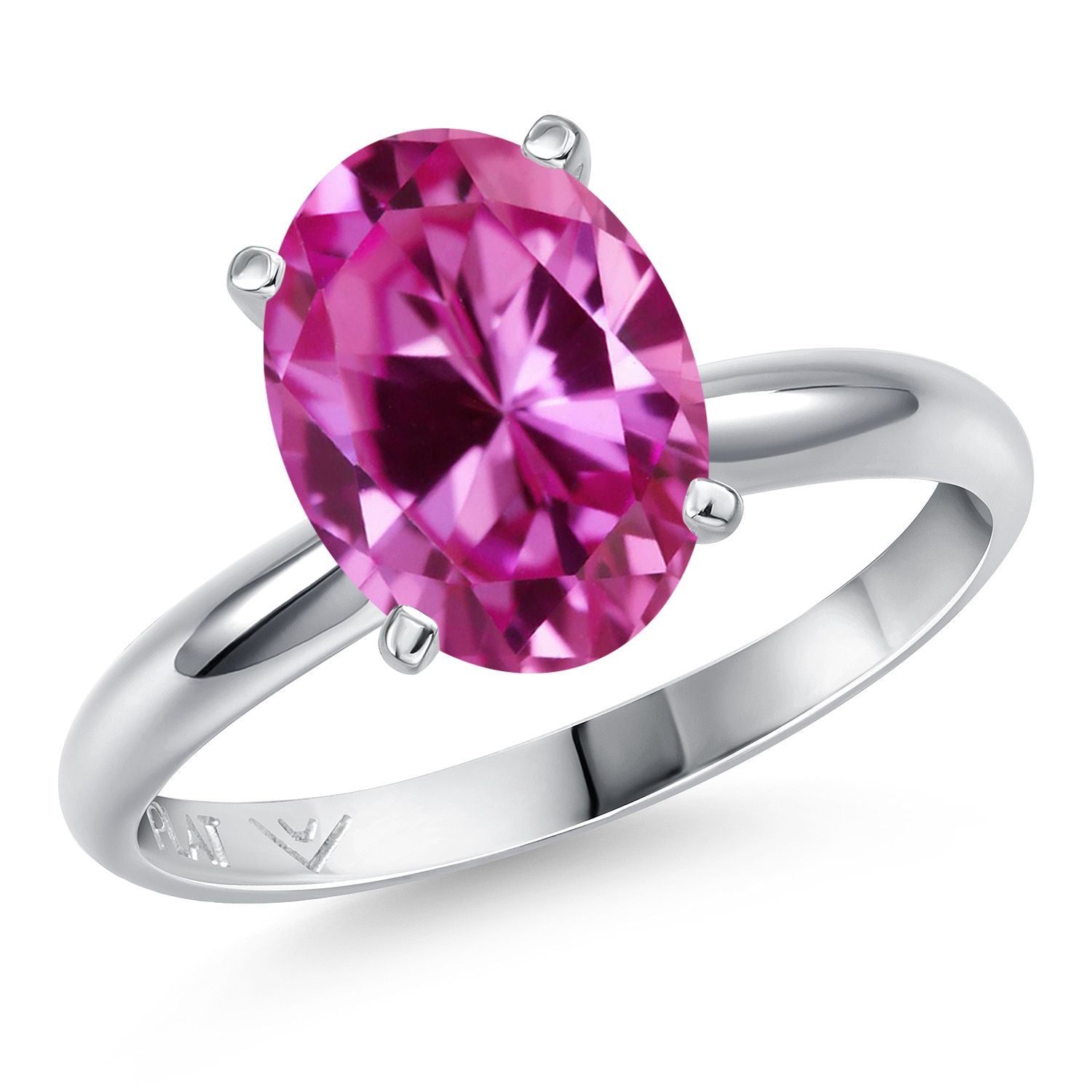 Pink Created Sapphire - September_9_Ring in Platinum