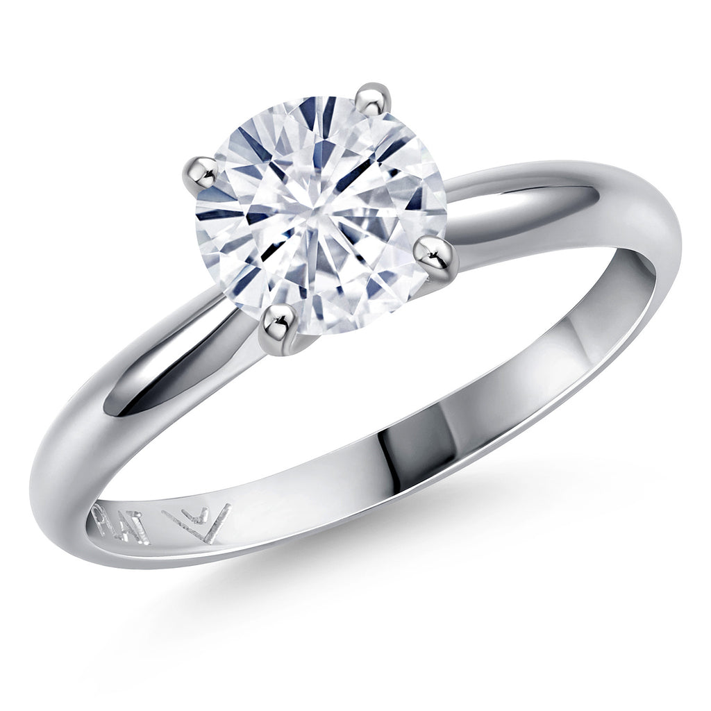 White Moissanite - April_8_Ring in Platinum