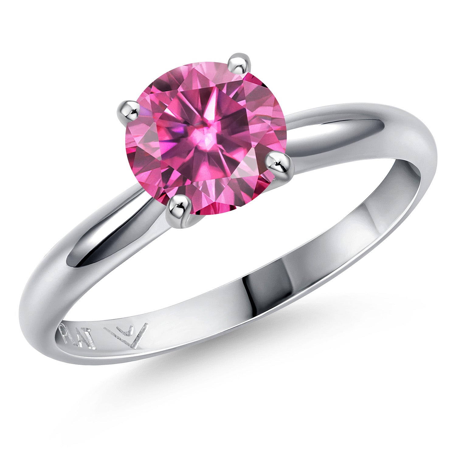 Pink Moissanite - April_8_Ring in Platinum