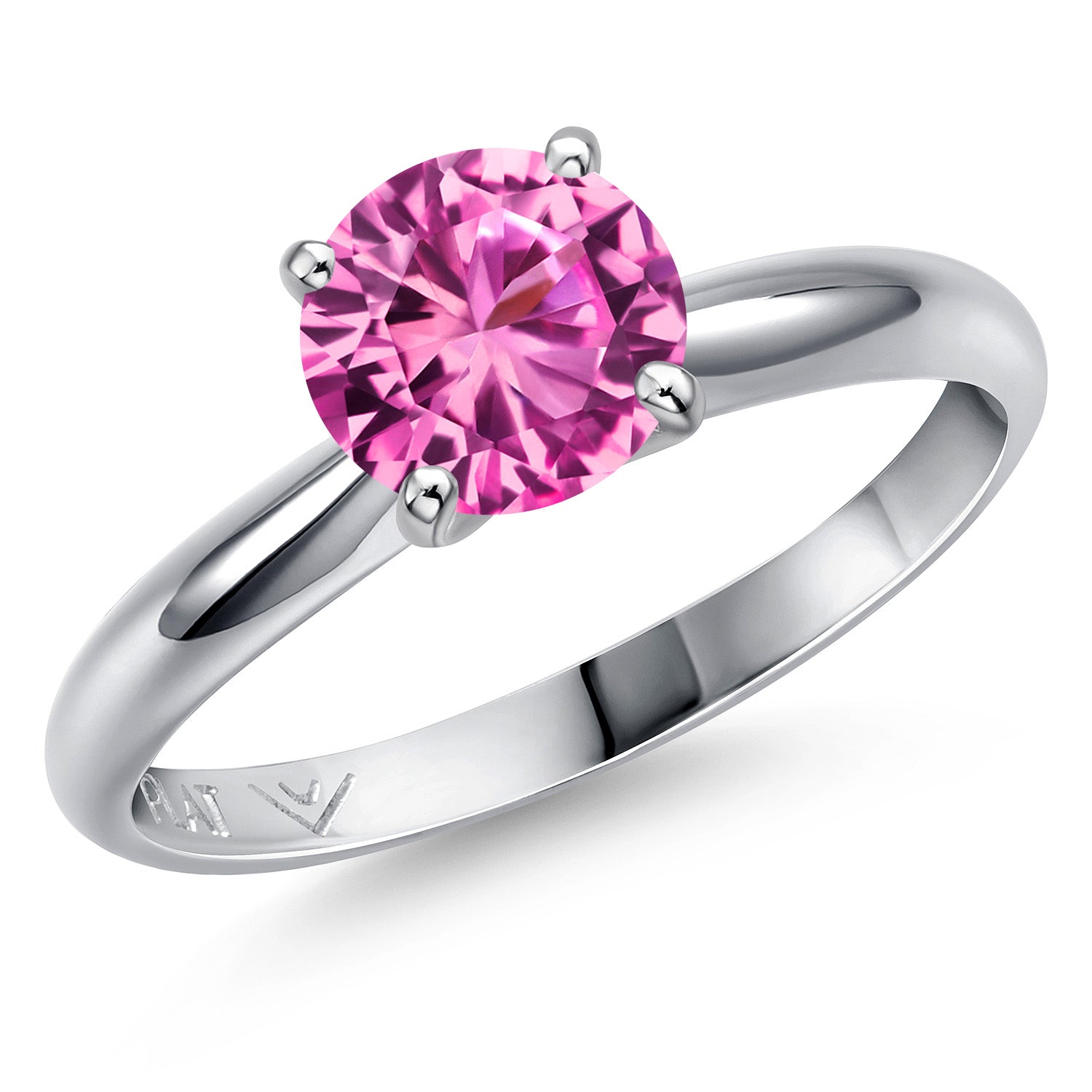 Pink Created Sapphire - September_8_Ring in Platinum