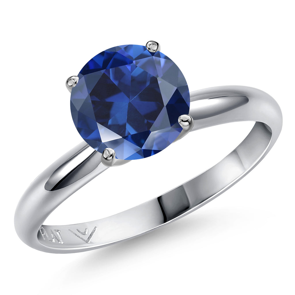 Blue Created Sapphire - September_7_Ring in Platinum