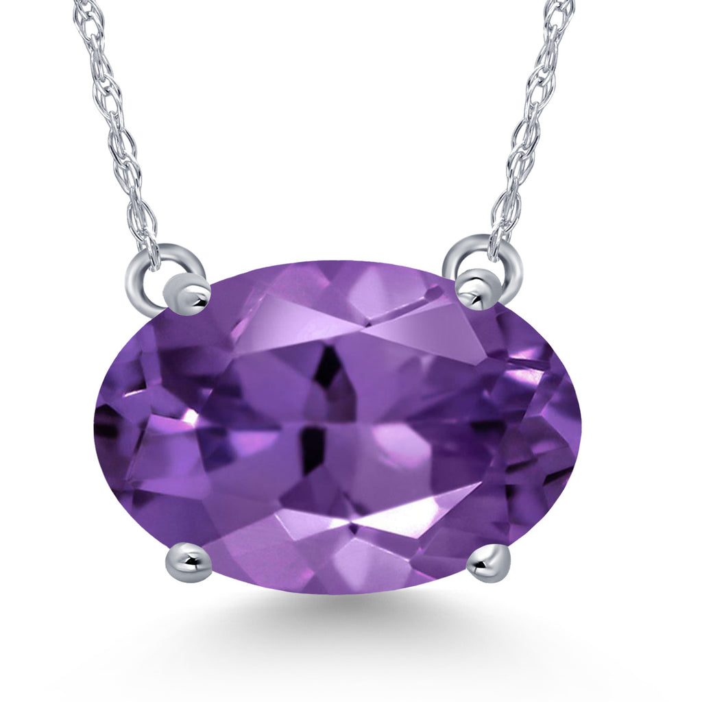 Amethyst - February_Pendant in 14K White Gold
