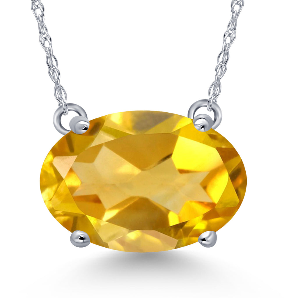Citrine - November_Pendant in 14K White Gold