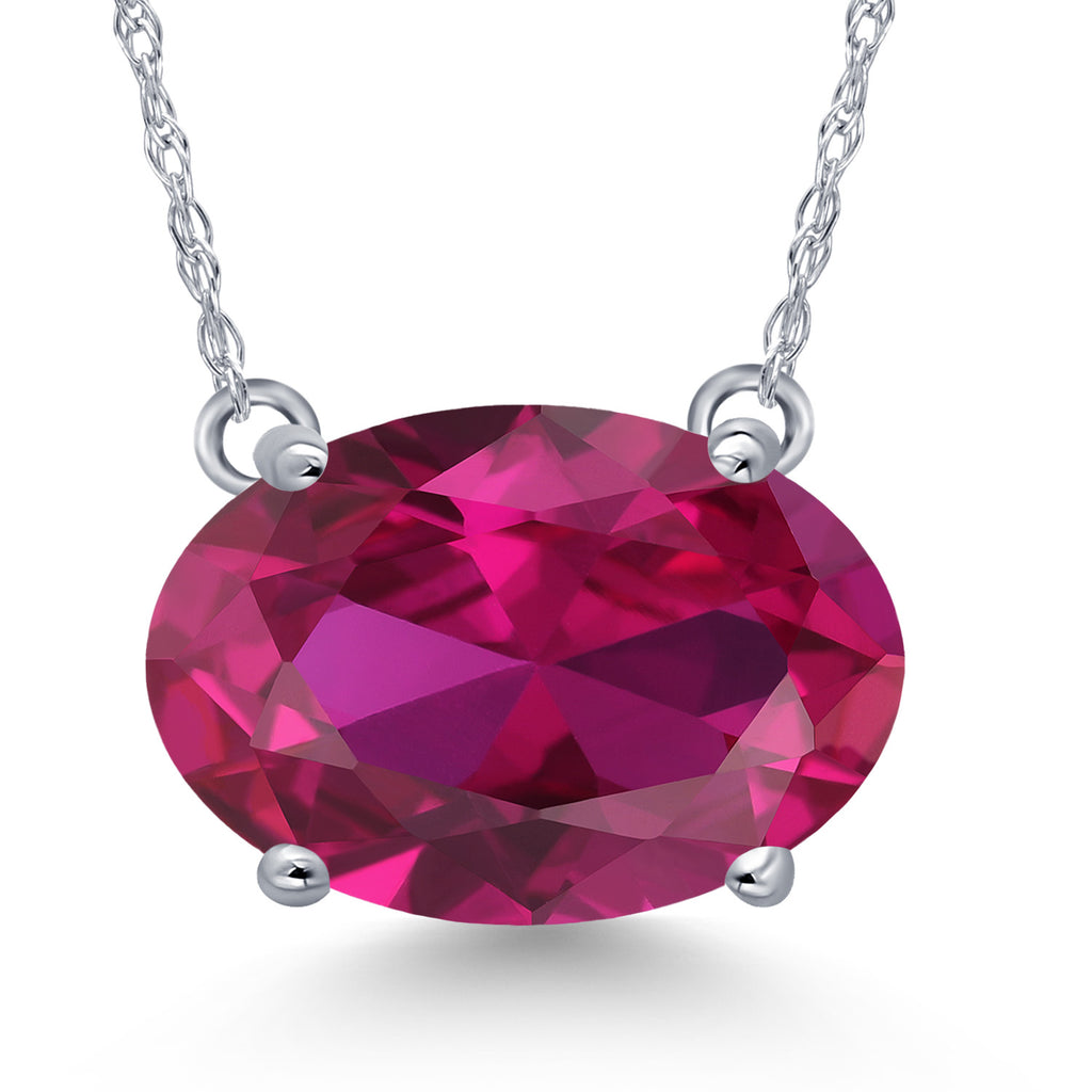 Created Ruby - July_Pendant in 14K White Gold