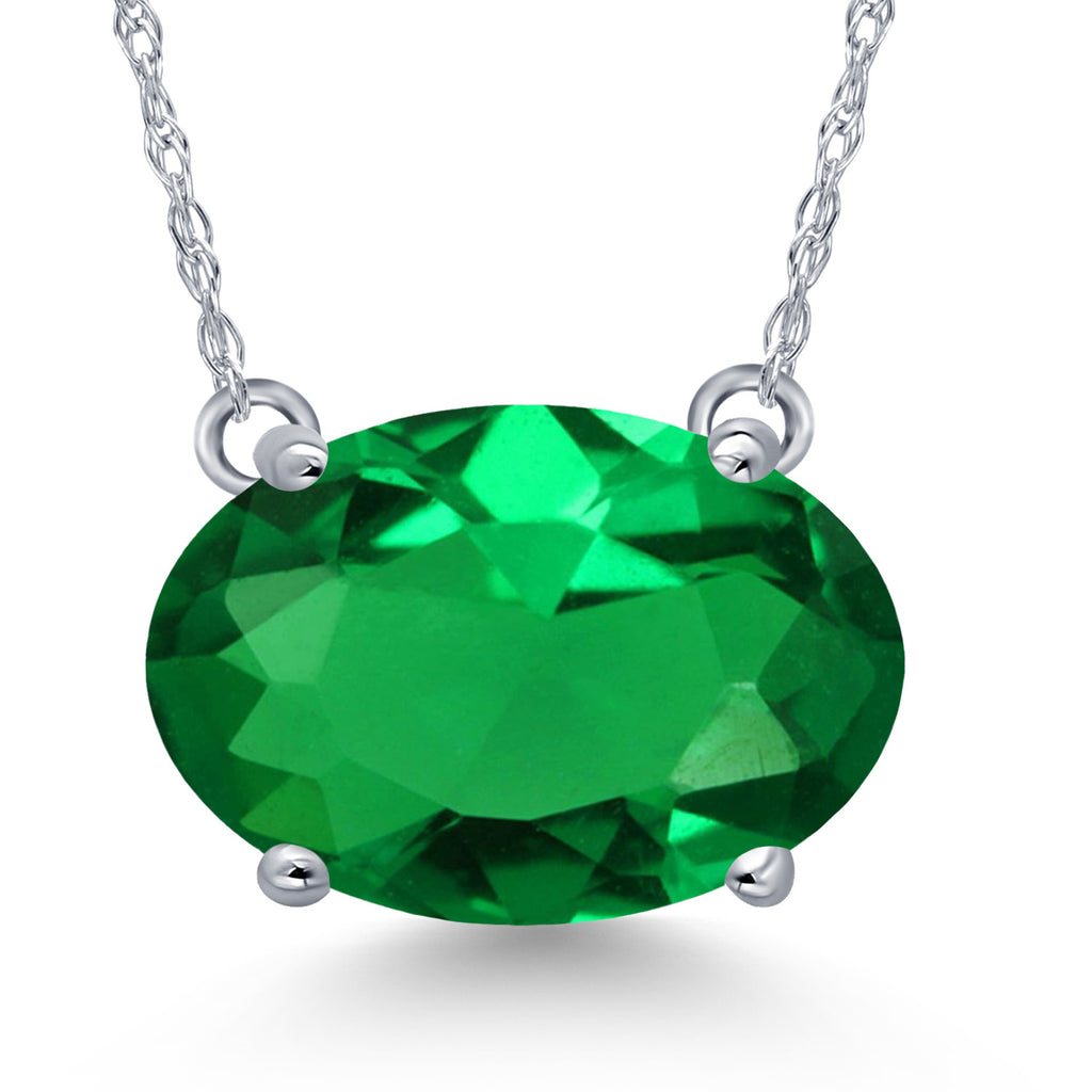 Nano Emerald - May_Pendant in 14K White Gold