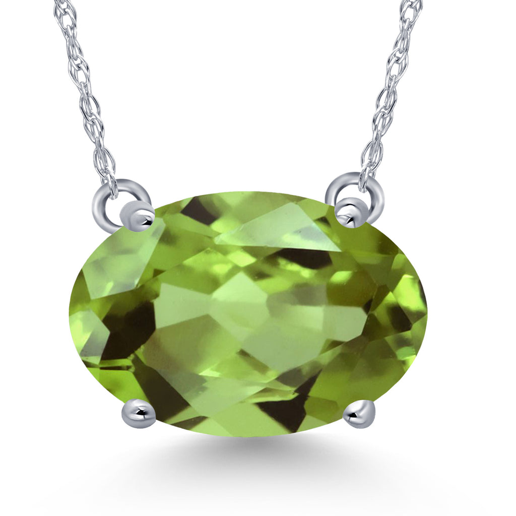 Peridot - August_Pendant in 14K White Gold