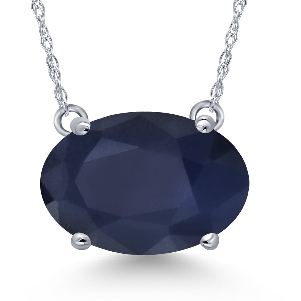 Blue Sapphire - September_Pendant in 14K White Gold