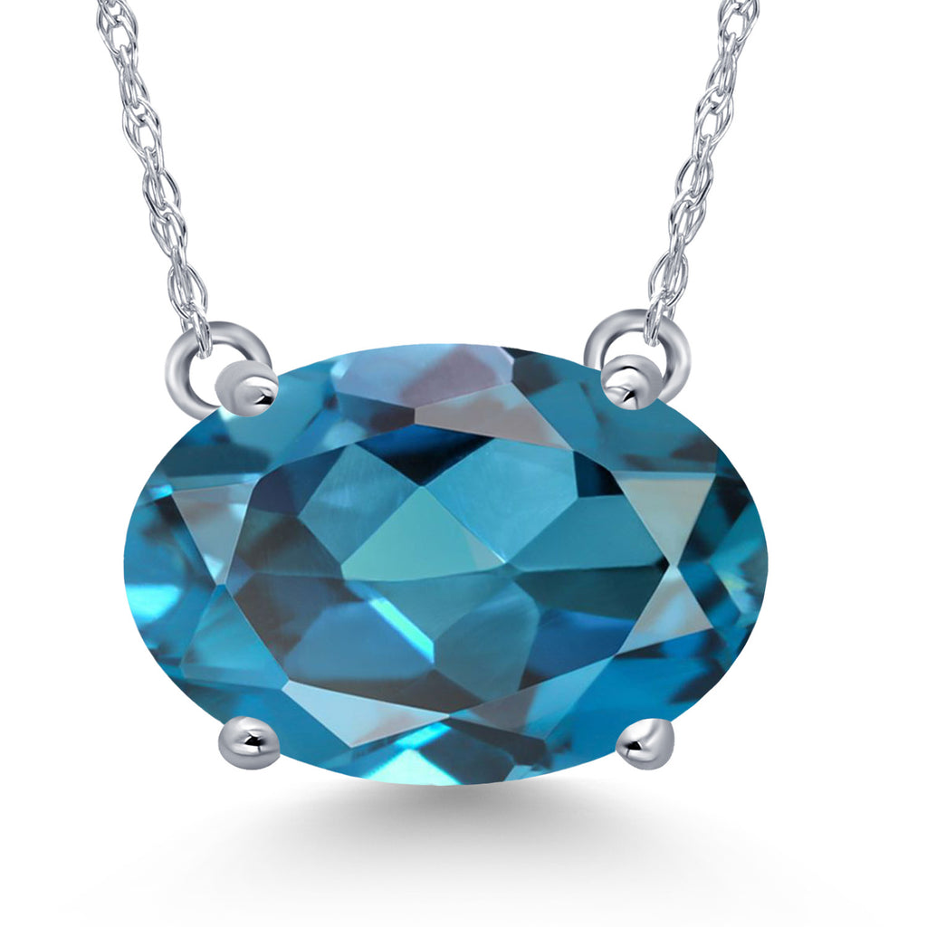 London Blue Topaz - November_Pendant in 14K White Gold