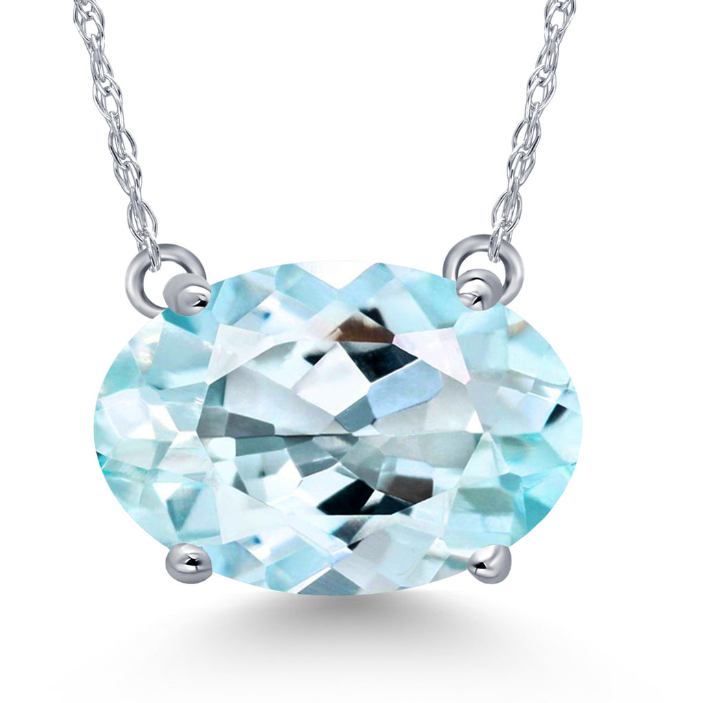 Sky Blue Topaz - November_Pendant in 14K White Gold
