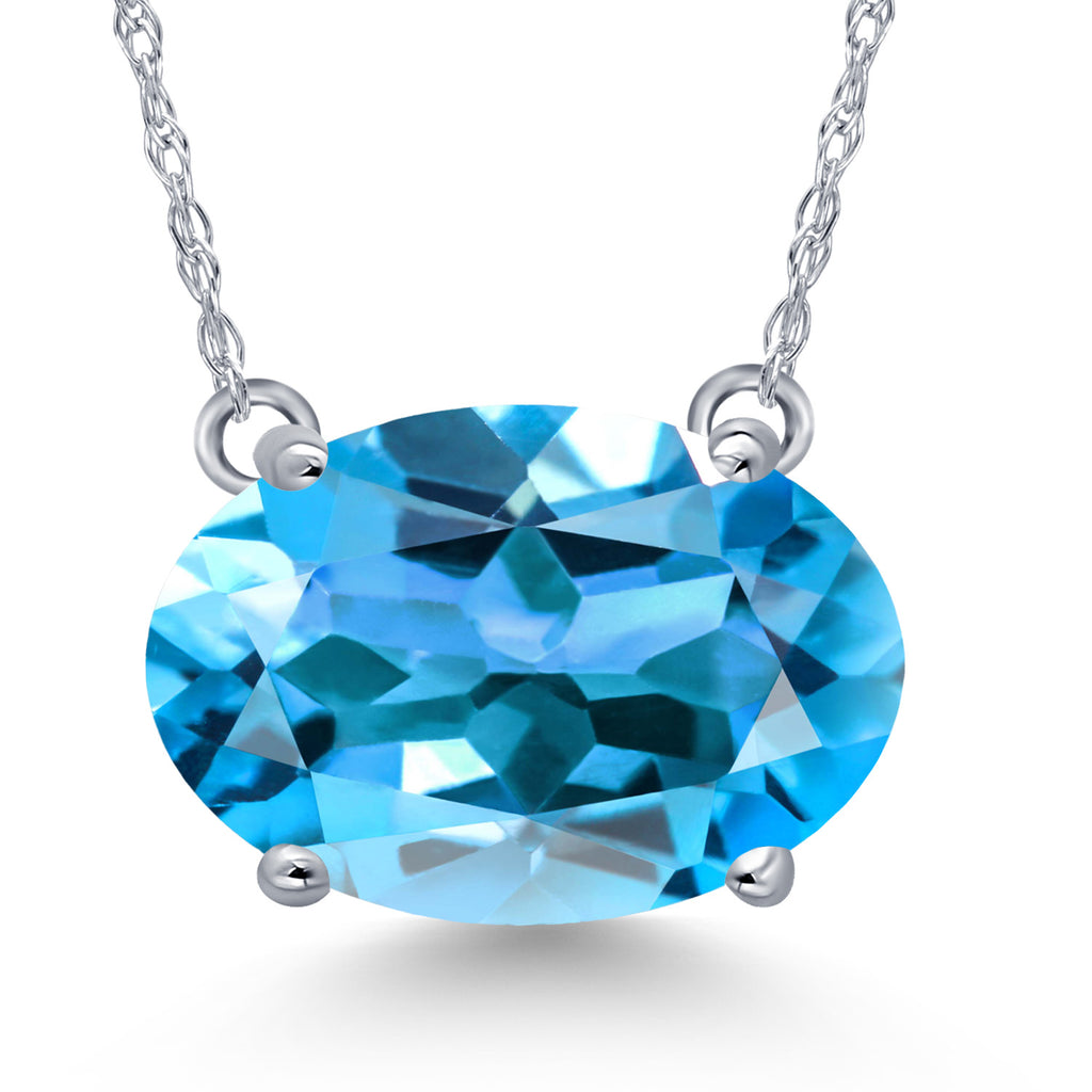 Swiss Blue Topaz - November_Pendant in 14K White Gold