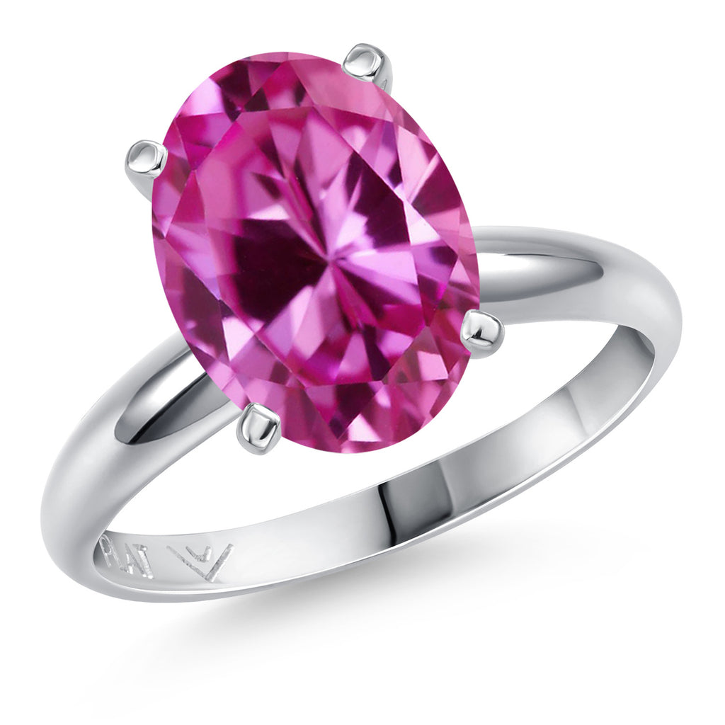Pink Created Sapphire - September_8_Ring in Platinum