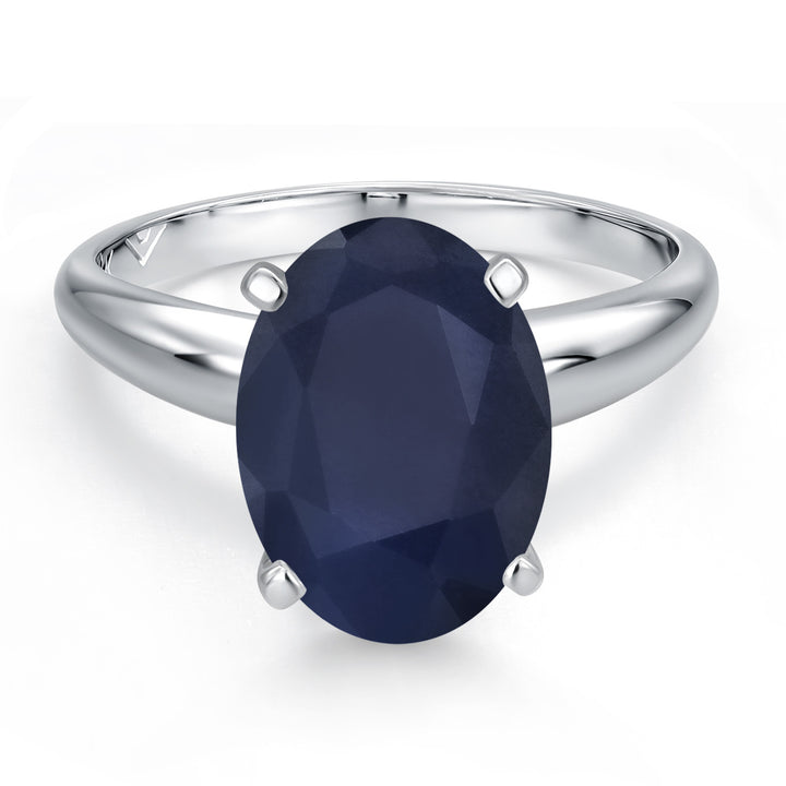 900 Platinum Blue Sapphire Solitaire Engagement Ring For Women | 4.50 Cttw | Oval 11X9MM | Gemstone September Birthstone | Available in Size 5,6,7,8,9