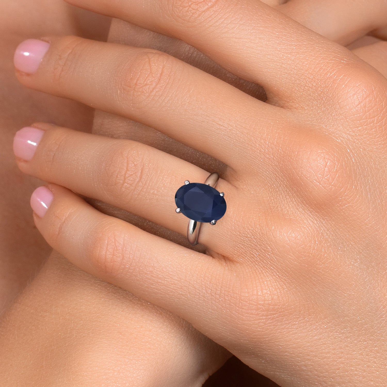 900 Platinum Blue Sapphire Solitaire Engagement Ring For Women | 4.50 Cttw | Oval 11X9MM | Gemstone September Birthstone | Available in Size 5,6,7,8,9