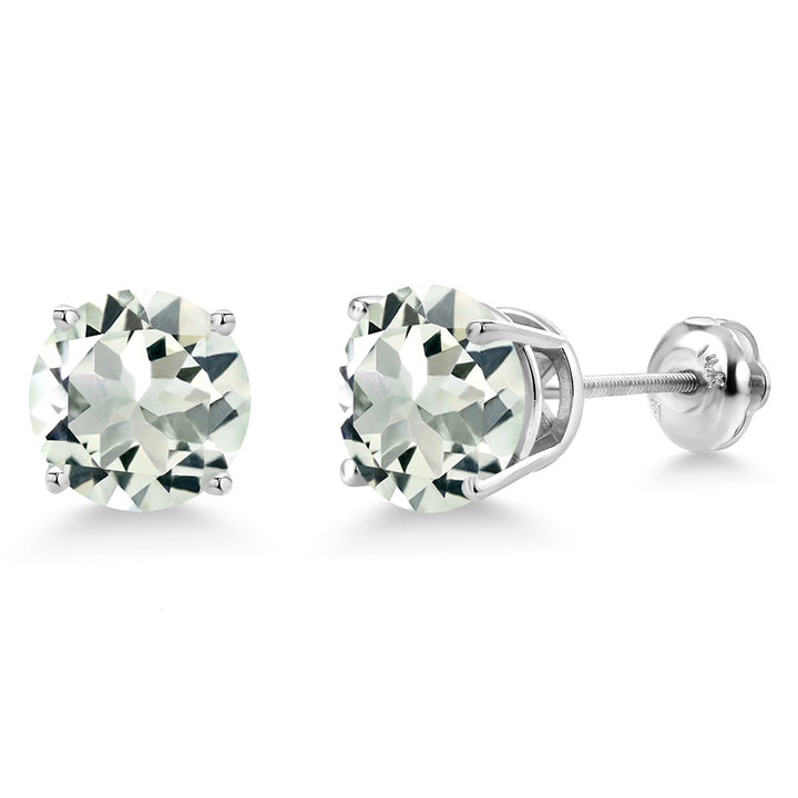 Prasiolite_Earrings in 14K White Gold